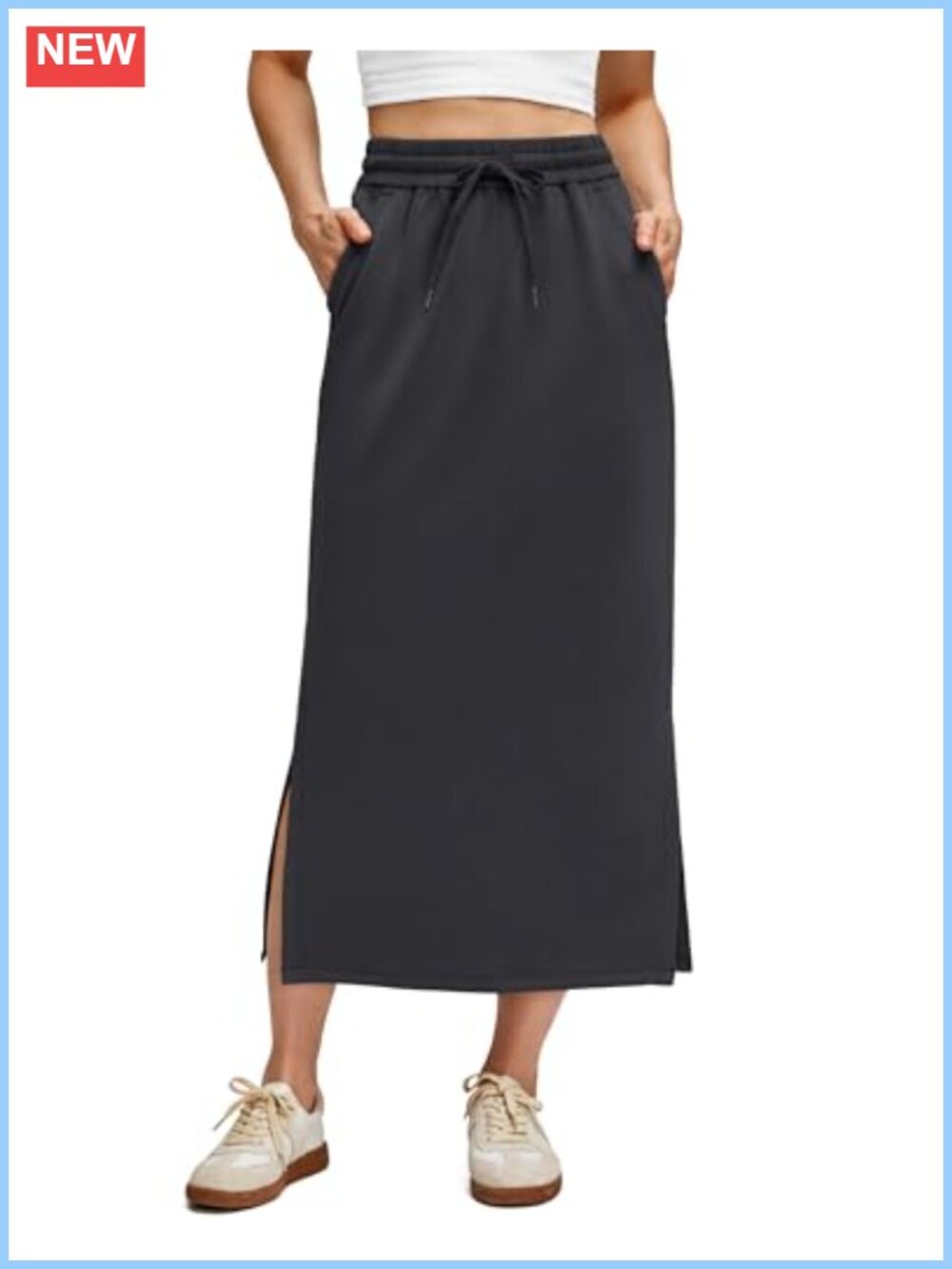 Modal Soft Drawstring Maxi Skirt with Pockets